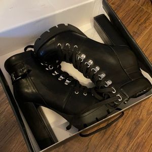 Black lace up booties